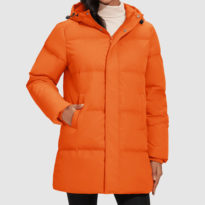 Drune | Lange gestepptes Puffer-Jacke mit Daunenfüllung