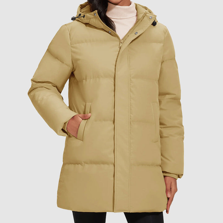 Drune | Lange gestepptes Puffer-Jacke mit Daunenfüllung