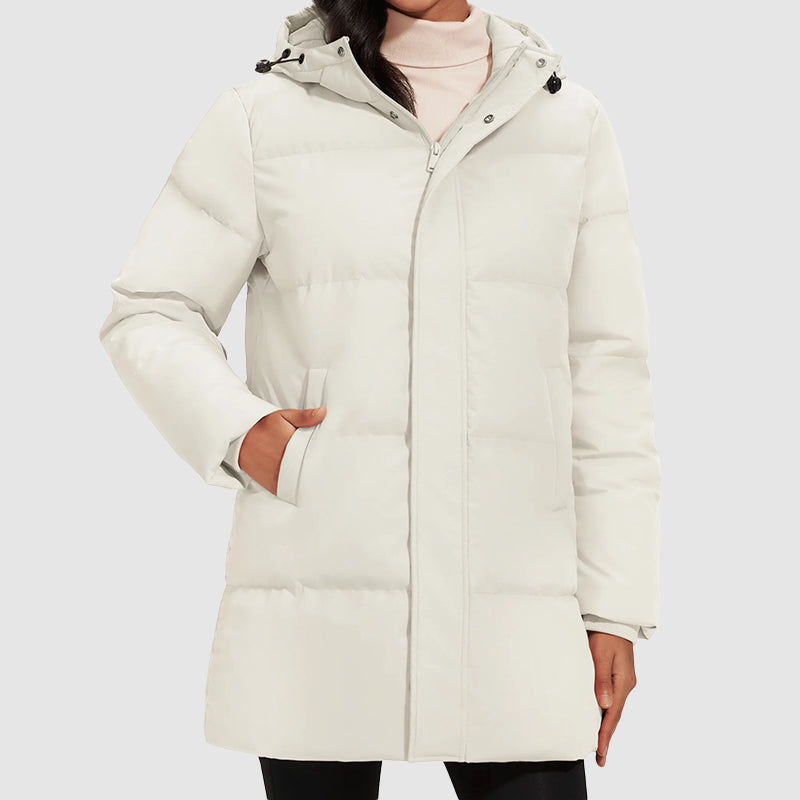 Drune | Lange gestepptes Puffer-Jacke mit Daunenfüllung