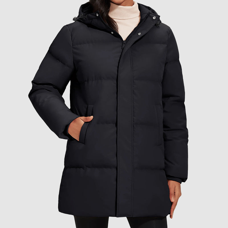 Drune | Lange gestepptes Puffer-Jacke mit Daunenfüllung