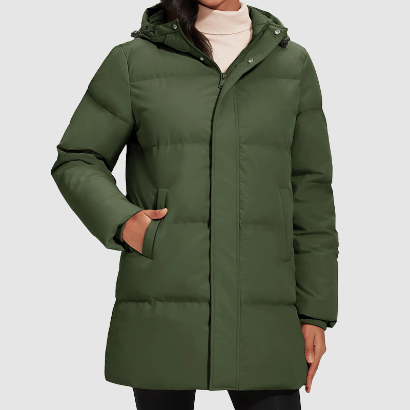 Drune | Lange gestepptes Puffer-Jacke mit Daunenfüllung