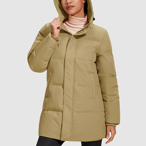 Drune | Lange gestepptes Puffer-Jacke mit Daunenfüllung