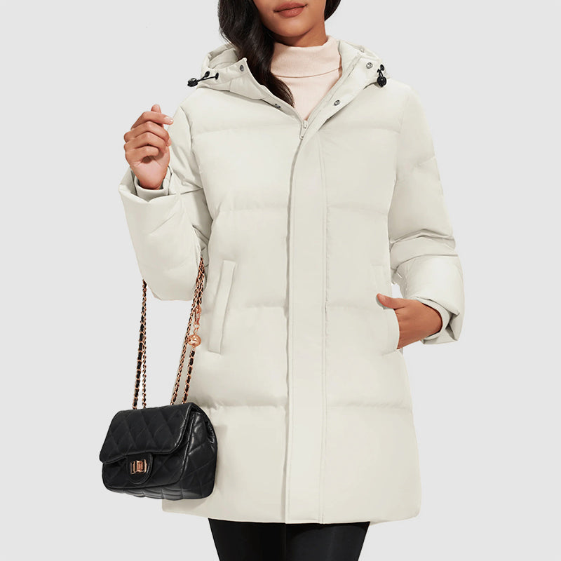 Drune | Lange gestepptes Puffer-Jacke mit Daunenfüllung
