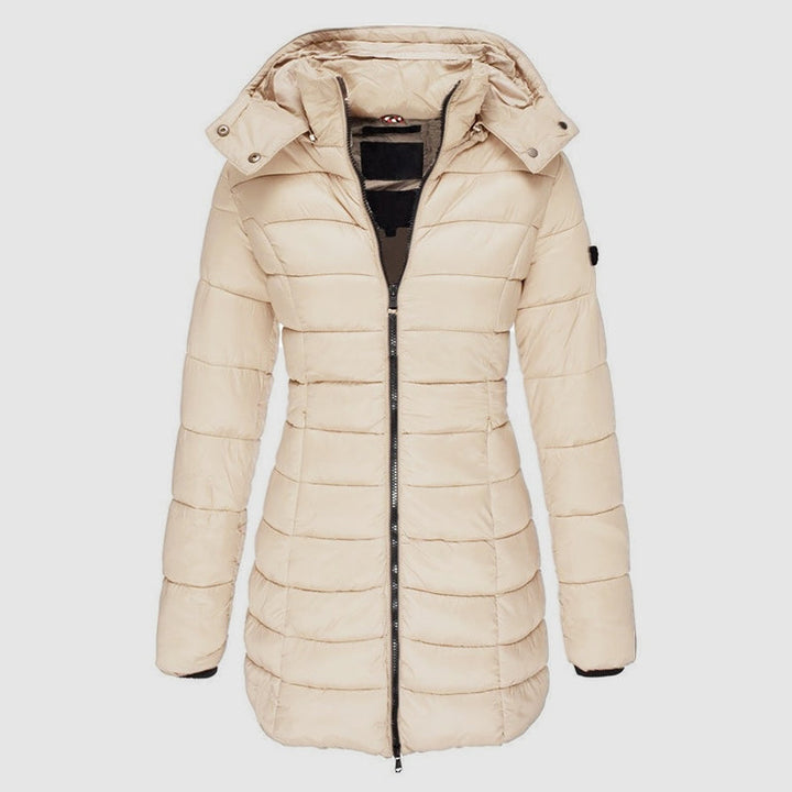 Drune | Lange Slim-Fit Pufferjacke mit Kapuze