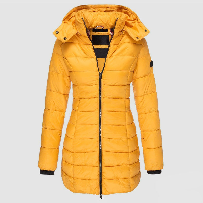 Drune | Lange Slim-Fit Pufferjacke mit Kapuze