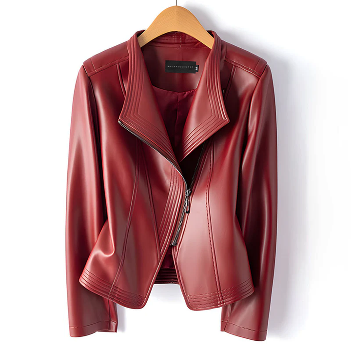 Drune | Moto-Fauxlederjacke mit asymmetrischem Reißverschluss