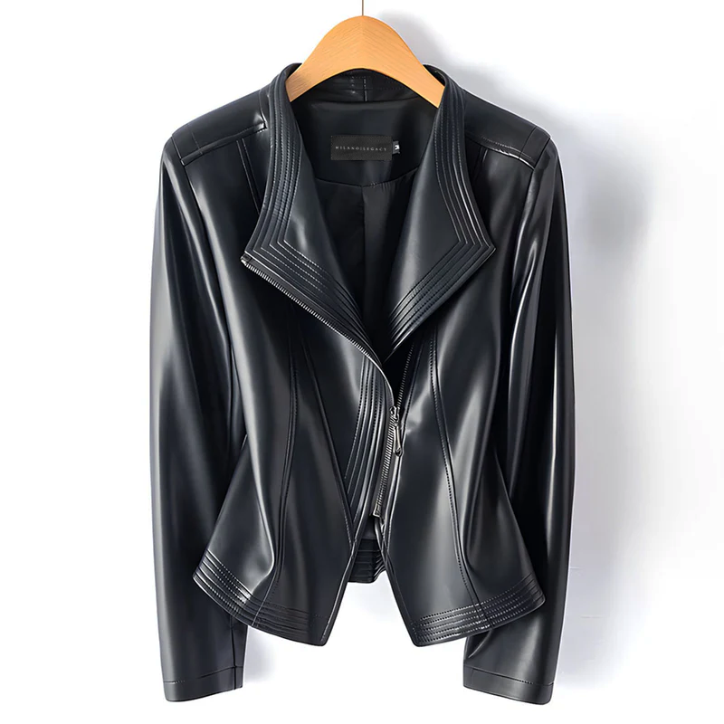 Drune | Moto-Fauxlederjacke mit asymmetrischem Reißverschluss