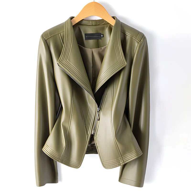 Drune | Moto-Fauxlederjacke mit asymmetrischem Reißverschluss