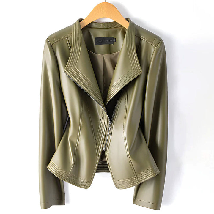 Drune | Moto-Fauxlederjacke mit asymmetrischem Reißverschluss