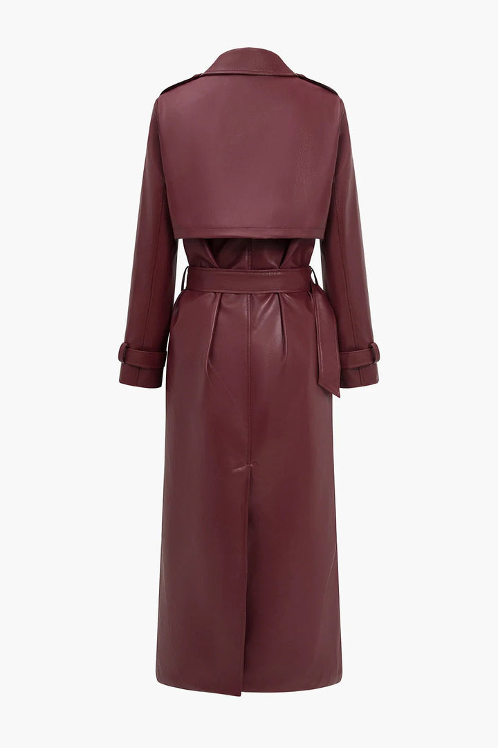 Drune | Gürteltier Kunstleder Trenchcoat Langarm Klassische Passform