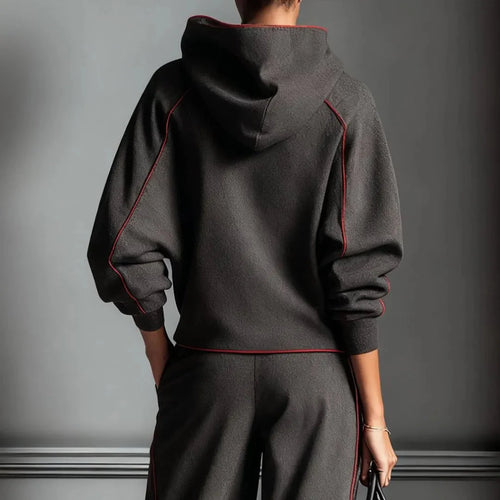 Drune | Charcoal Red Kontrast Bind Hoodie