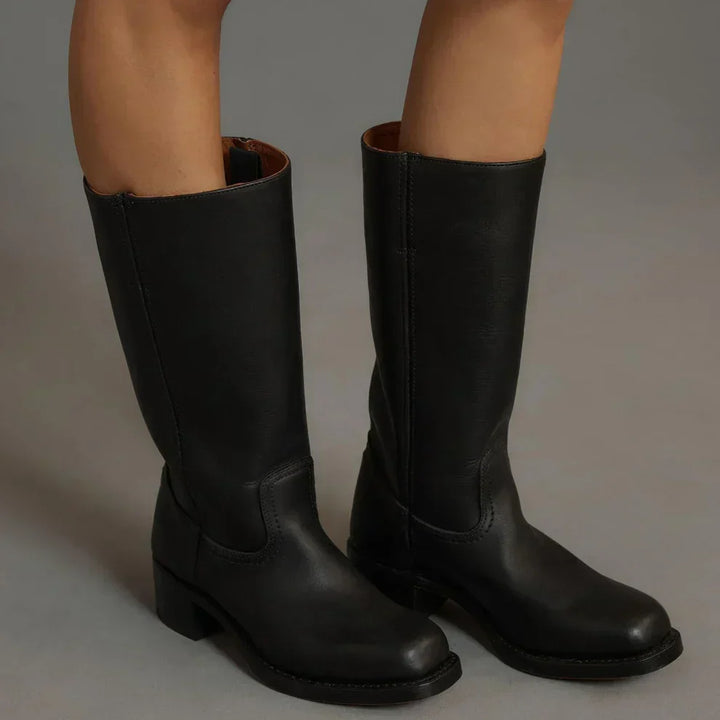 Klassische Damenstiefel Mit Blockabsatz Für Damen Drune