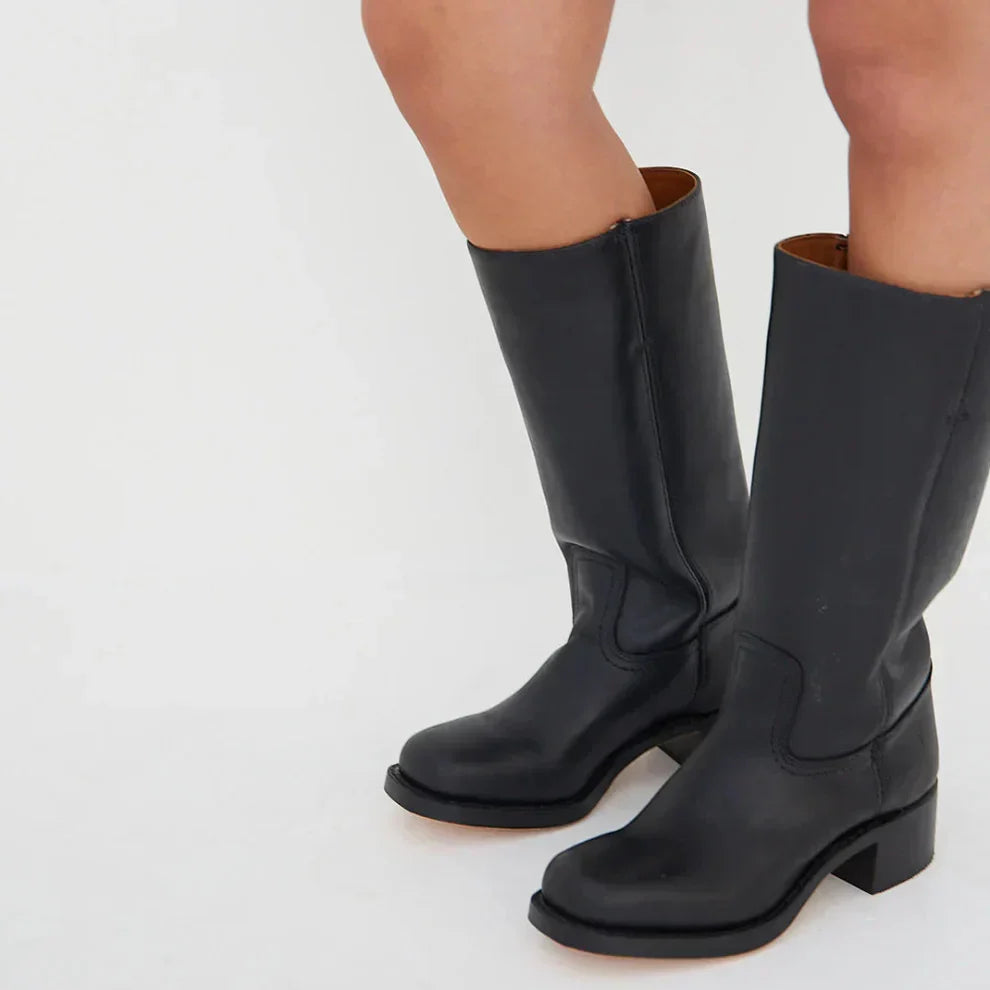 Klassische Damenstiefel Mit Blockabsatz Für Damen Drune