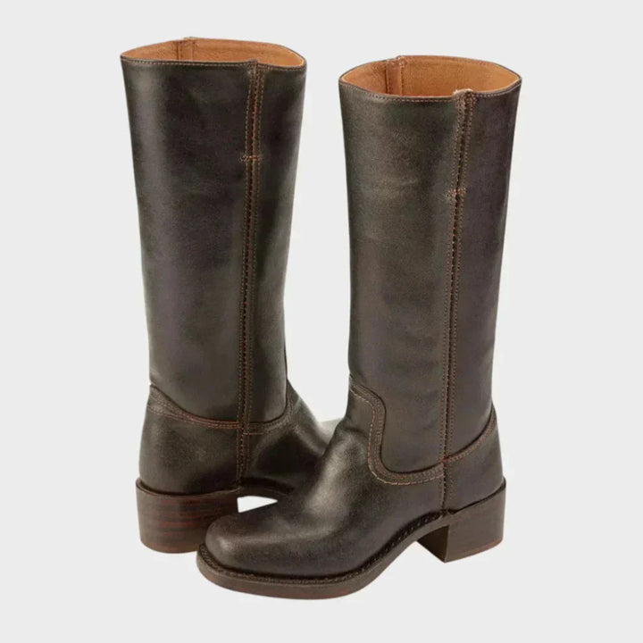 Klassische Damenstiefel Mit Blockabsatz Für Damen Drune