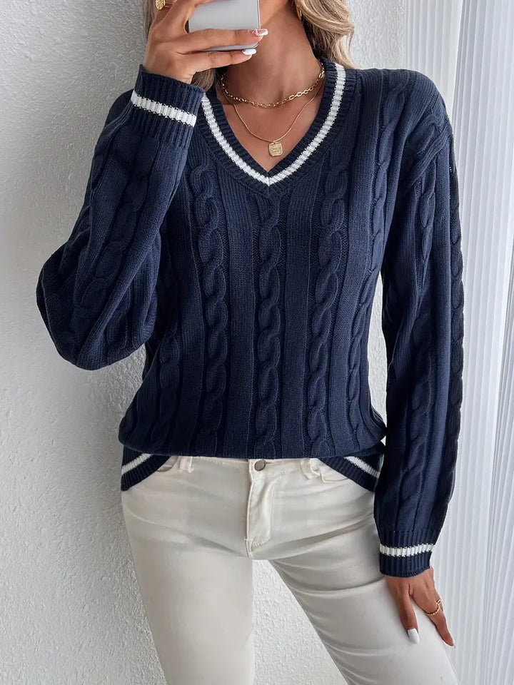 Drune | Damen Gemütlicher V-Ausschnitt Pullover Stilvolles Herbst-Essential