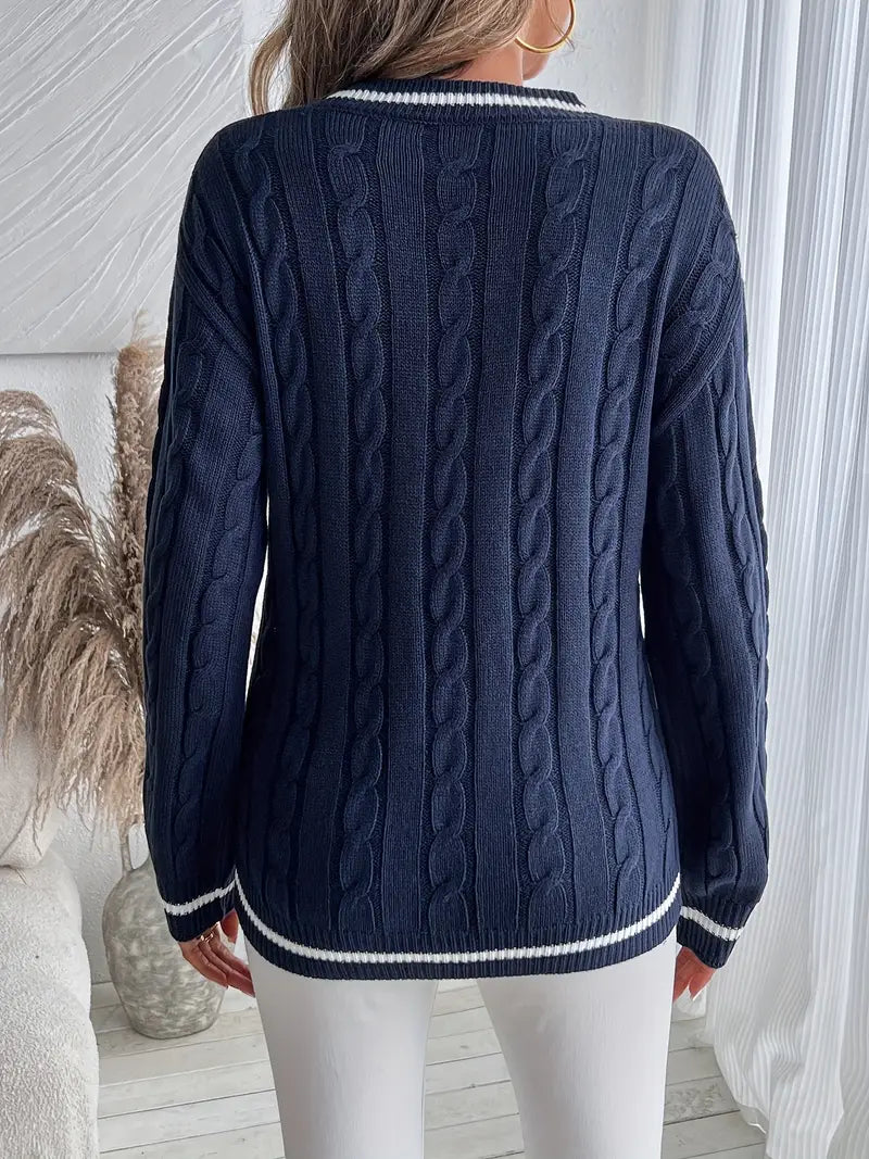 Drune | Damen Gemütlicher V-Ausschnitt Pullover Stilvolles Herbst-Essential