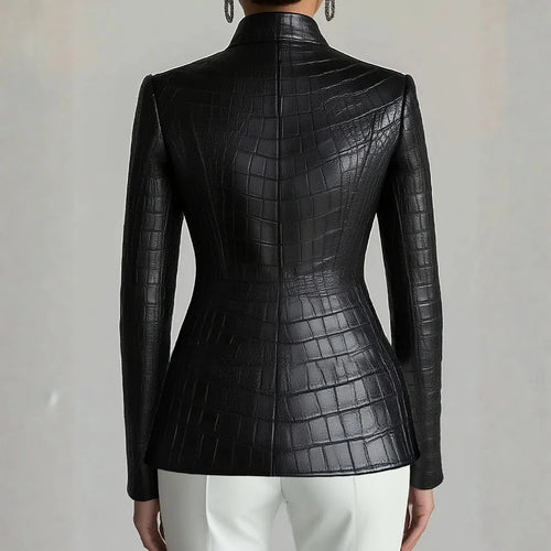 Drune | Croc-Stil Faux-Leder Mantel