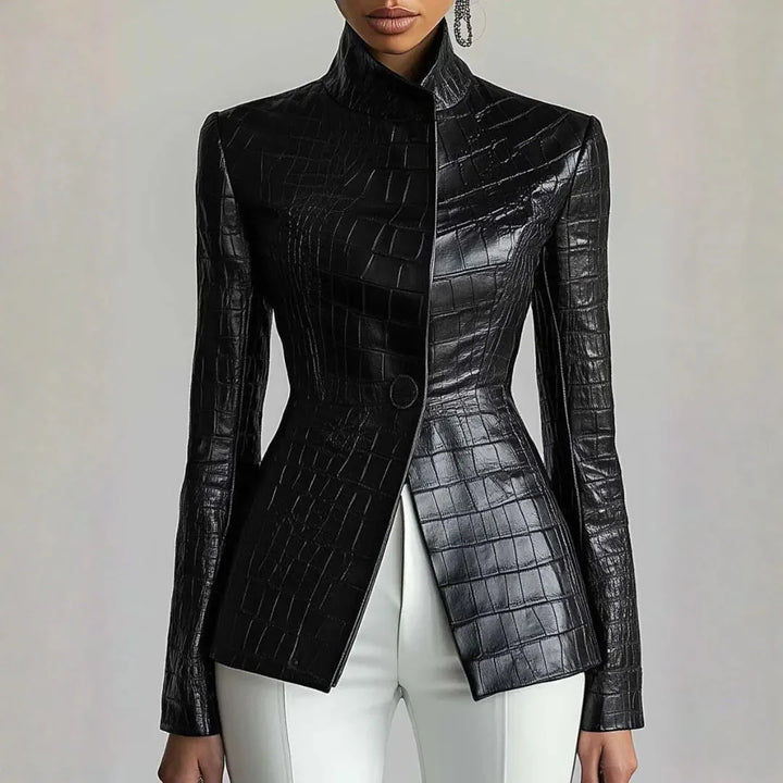 Drune | Croc-Stil Faux-Leder Mantel