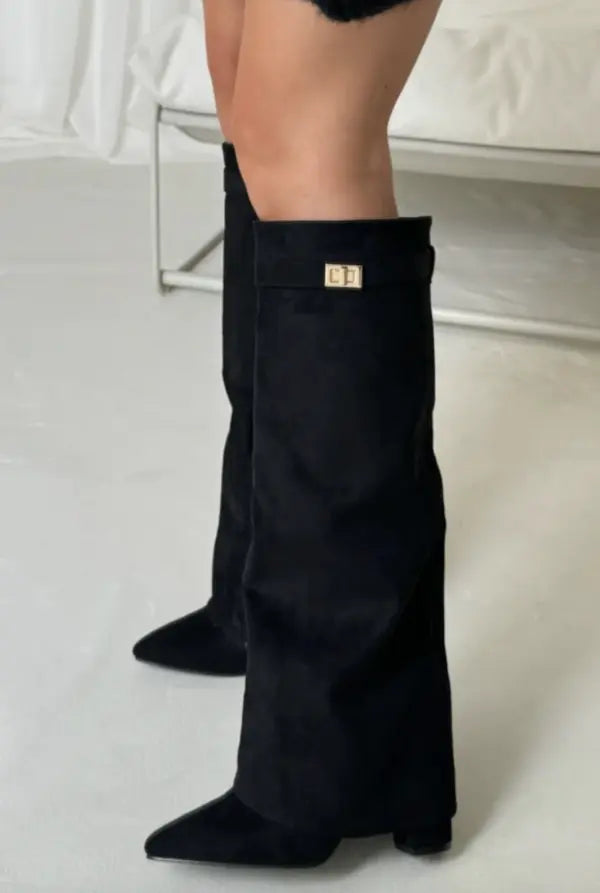 Drune | Damen Knöchelhüfthosen - Elegante schwarze Lederfußbekleidung für Stil und Komfort