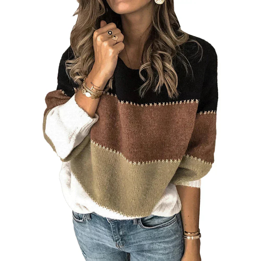 Drune | Damen Strickpullover - Buntes Muster - Reguläre Passform |