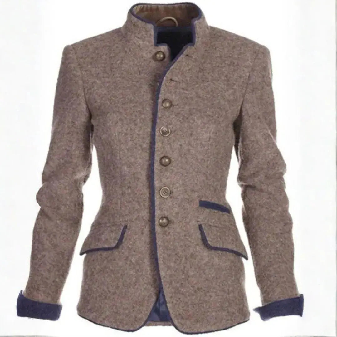 Drune | Stehkragen Blazer mit kontrastierenden Besätzen