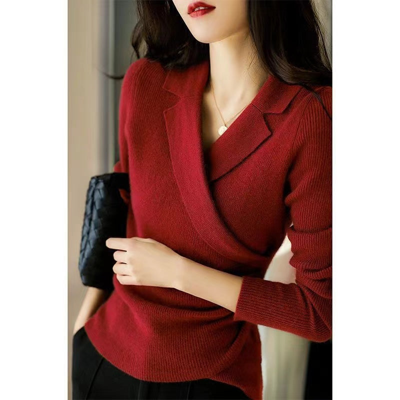Drune | Peter Pan-Kragen Pullover für Frauen - Asymmetrisches Design
