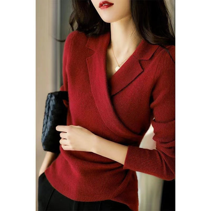 Drune | Peter Pan-Kragen Pullover für Frauen - Asymmetrisches Design