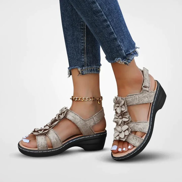 Drune | Orthopädische Sandalen Mit Blumenmuster Für Damen