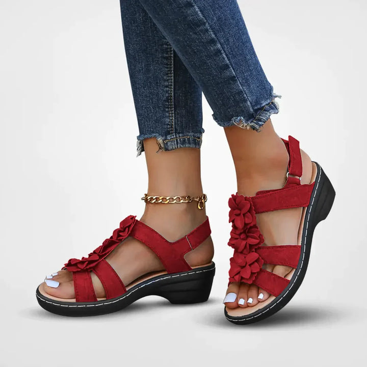 Drune | Orthopädische Sandalen Mit Blumenmuster Für Damen
