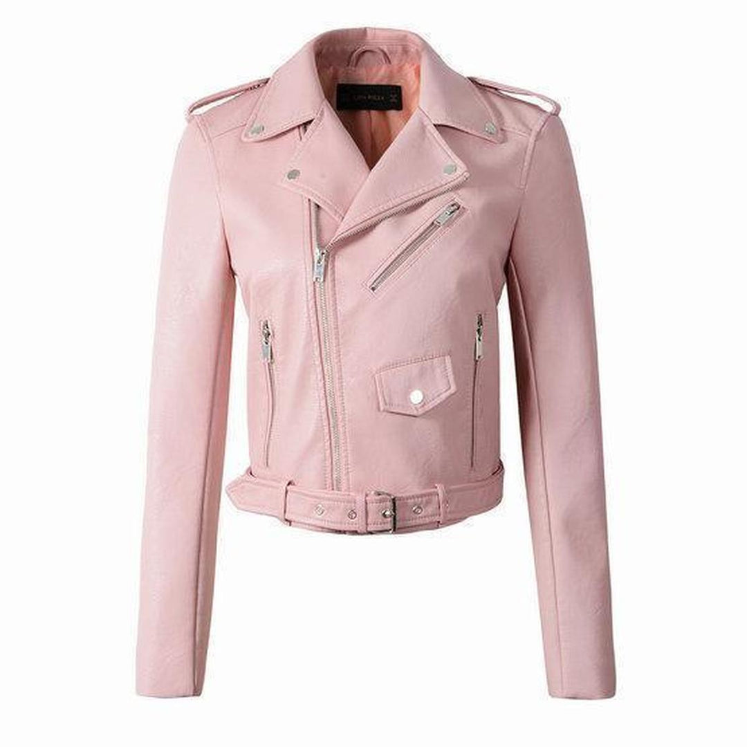 Drune | Damen Asymmetrische Reißverschluss PU-Lederjacke