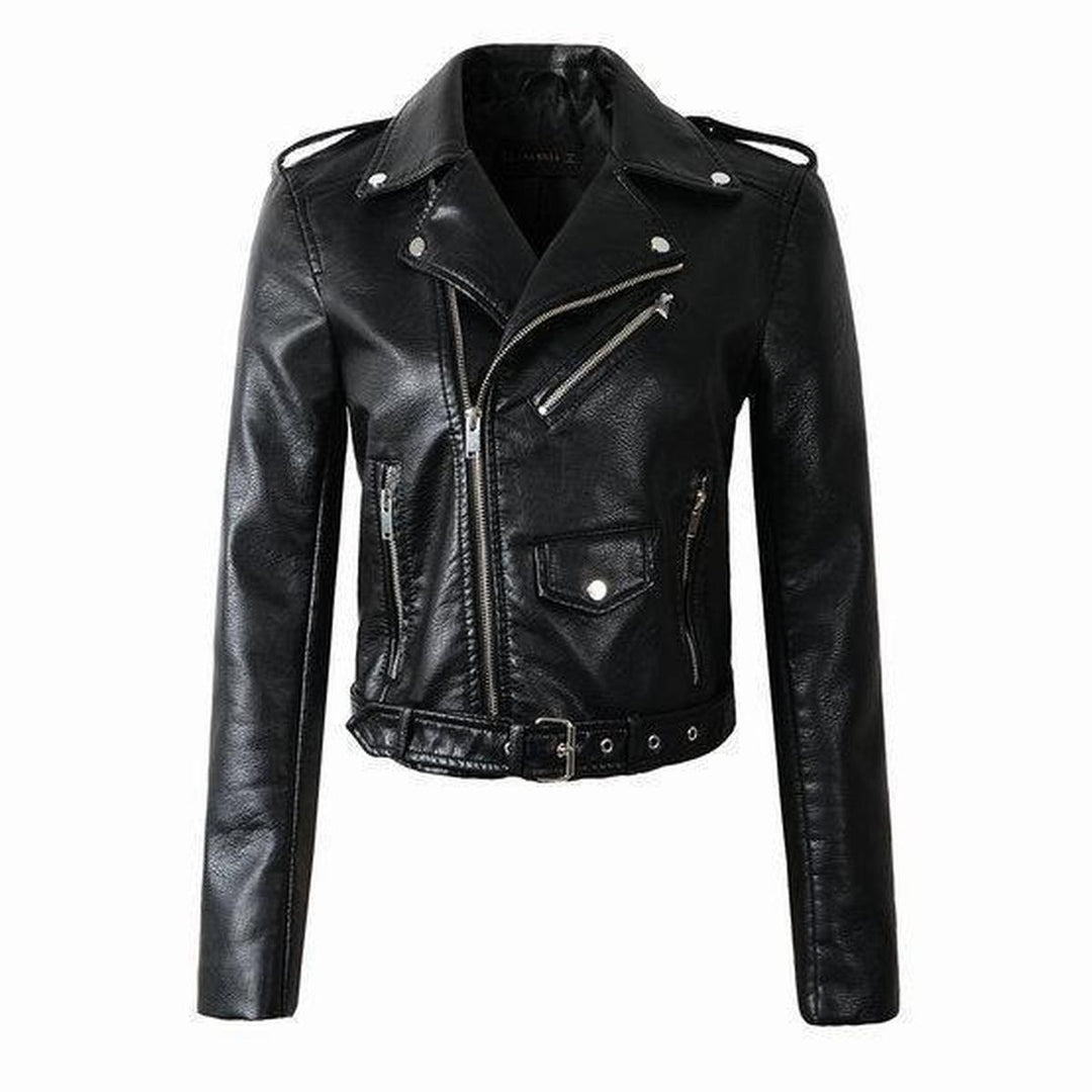 Drune | Damen Asymmetrische Reißverschluss PU-Lederjacke