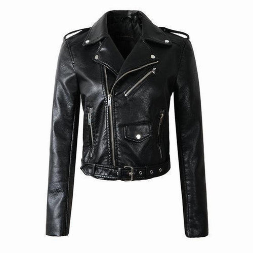 Drune | Damen Asymmetrische Reißverschluss PU-Lederjacke
