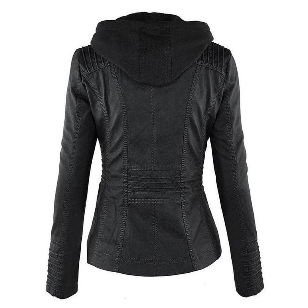 Drune | Damen Schwarze Kapuzenjacke mit Reißverschluss