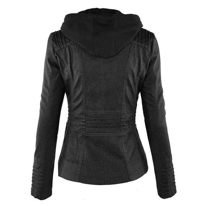 Drune | Damen Schwarze Kapuzenjacke mit Reißverschluss