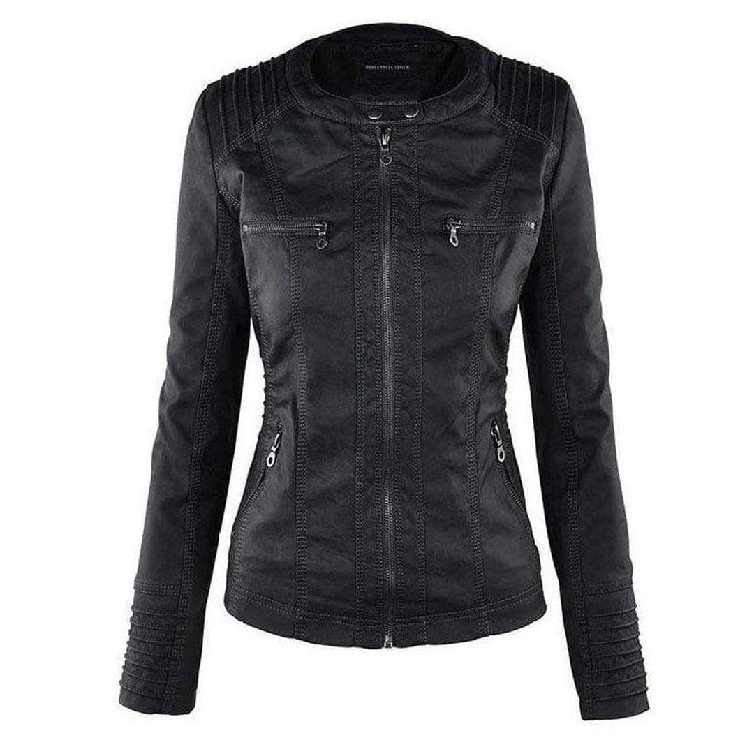 Drune | Damen Schwarze Kapuzenjacke mit Reißverschluss