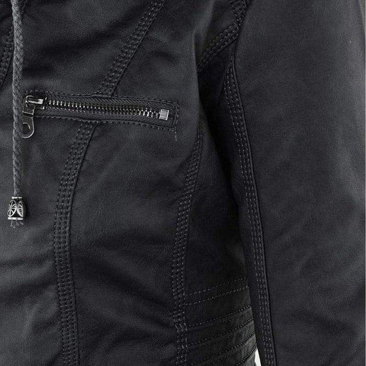 Drune | Damen Schwarze Kapuzenjacke mit Reißverschluss