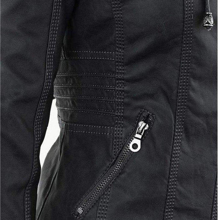 Drune | Damen Schwarze Kapuzenjacke mit Reißverschluss