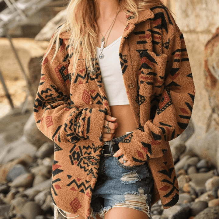 Drune | Damen Kamel Kapuzen Winterjacke