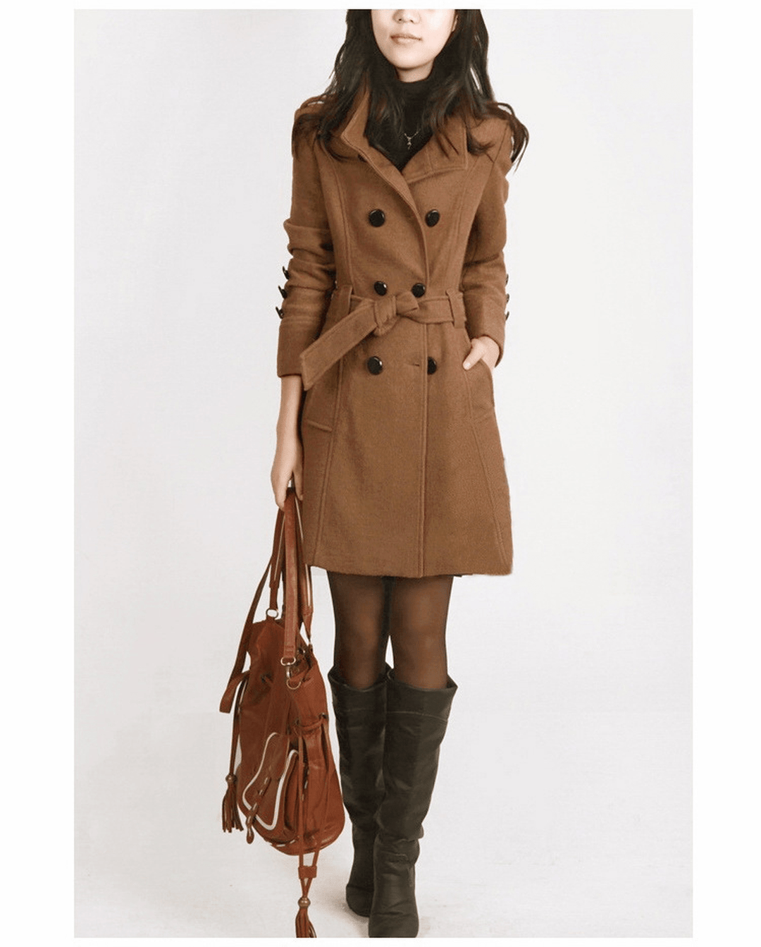 Drune | Damen Klassischer Trenchcoat mit Verstellbarem Gürtel