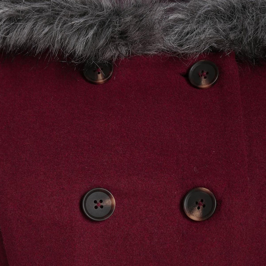Drune | Damen Doppelreißverschluss Wintermantel mit Pelzkapuze