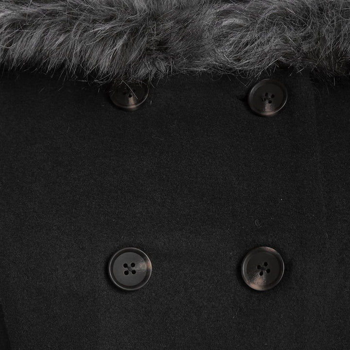 Drune | Damen Doppelreißverschluss Wintermantel mit Pelzkapuze