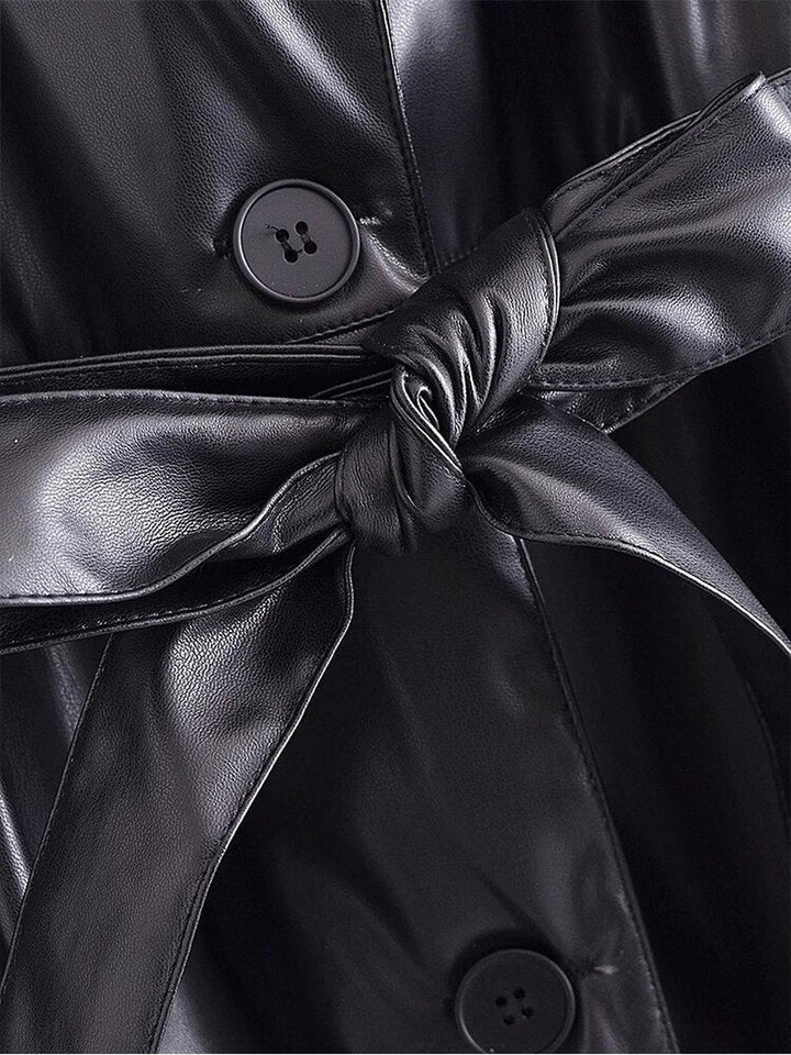 Drune | Damen Kunstleder Trenchcoat mit Modernem Design
