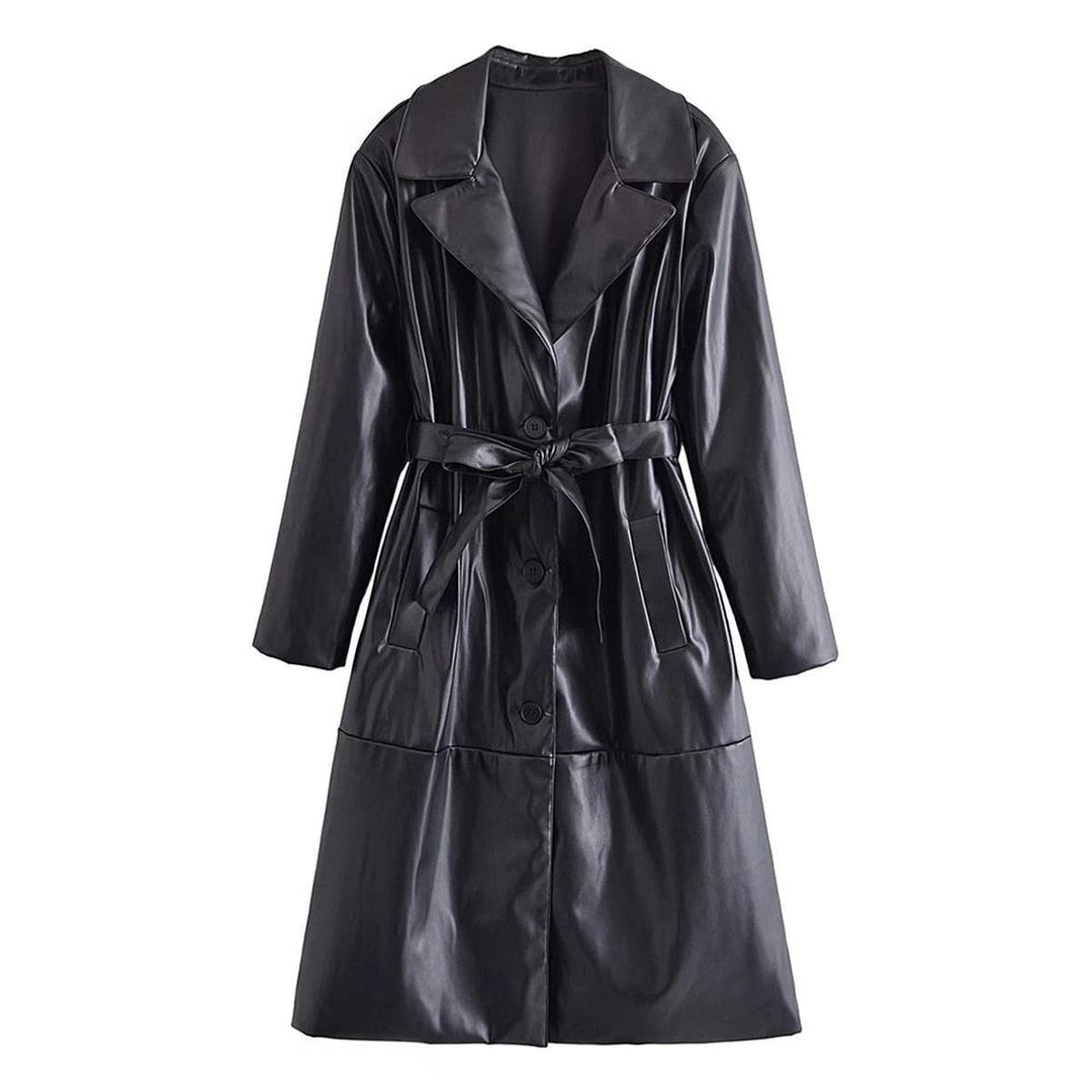 Drune | Damen Kunstleder Trenchcoat mit Modernem Design