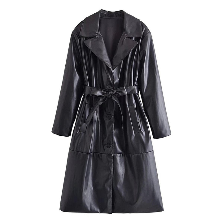 Drune | Damen Kunstleder Trenchcoat mit Modernem Design