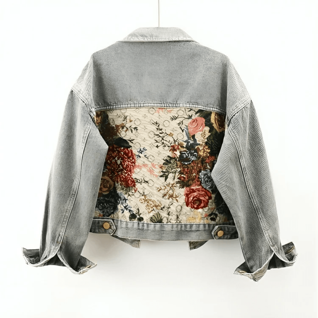 Drune | Damen Handgemalte Florale Bio Baumwolle Denim Jacke