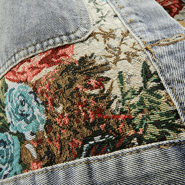 Drune | Damen Handgemalte Florale Bio Baumwolle Denim Jacke