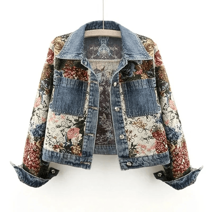 Drune | Damen Handgemalte Florale Bio Baumwolle Denim Jacke