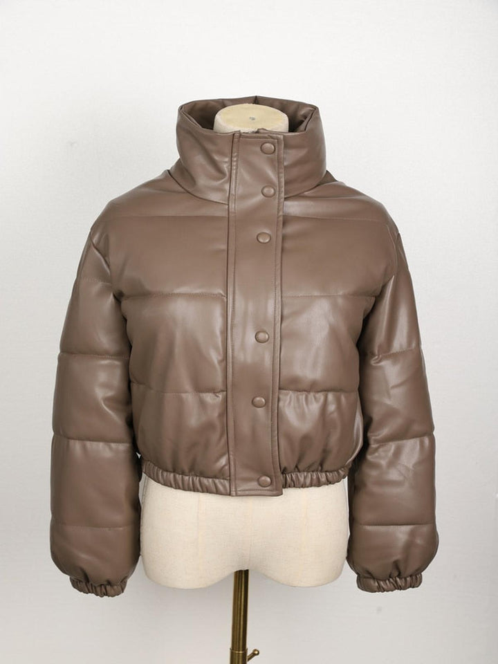 Drune | Damen Leder Pufferjacke mit Taschen