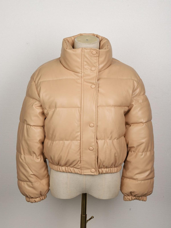 Drune | Damen Leder Pufferjacke mit Taschen