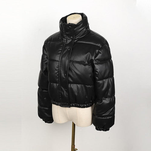 Drune | Damen Leder Pufferjacke mit Taschen